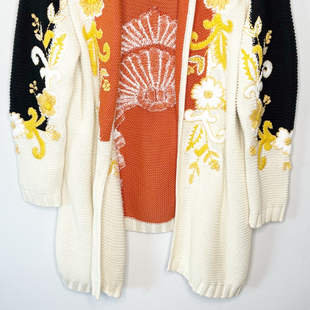 Soft Surroundings Womens Size 1X Floral Embroidered Cotton Cardigan Sweater - Picture 7 of 11